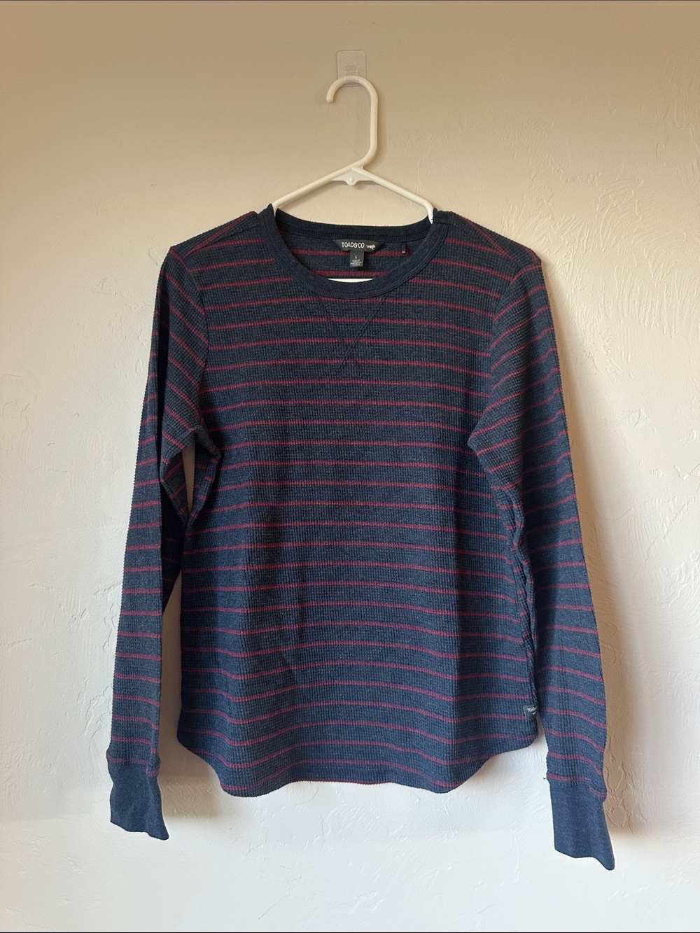 Toad&Co Navy and Red Striped Long Sleeve Thermal